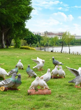 户外花园摆件动物雕塑幼儿园仿真和平鸽子摆设庭院艺园造景装饰品