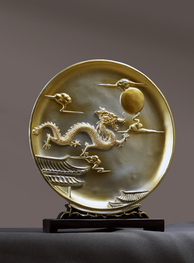 新中式祥a龙运势高端入户玄关摆件高级感办公室博古架子书柜装饰