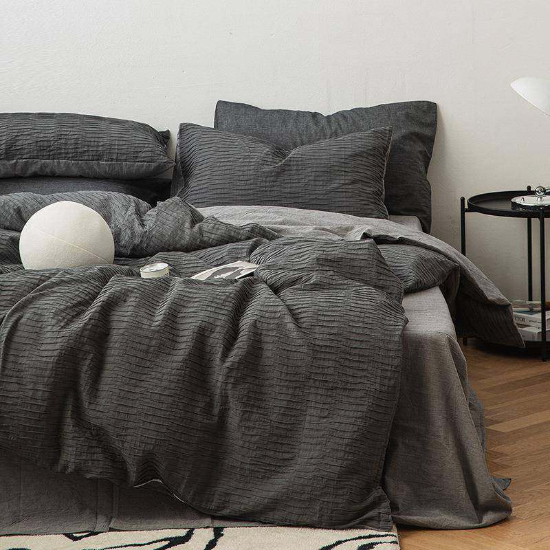 双层四件套泡泡纱纯棉全棉床单被套简约北欧风冬天床上用品四件套,淘宝优惠券,粉丝福利购,淘宝优惠卷