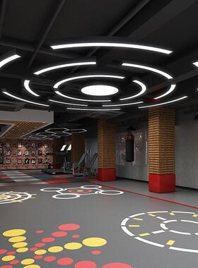 圆环圆圈弧形LED吊灯健身房网吧商场超市创意工业风造型灯具商用