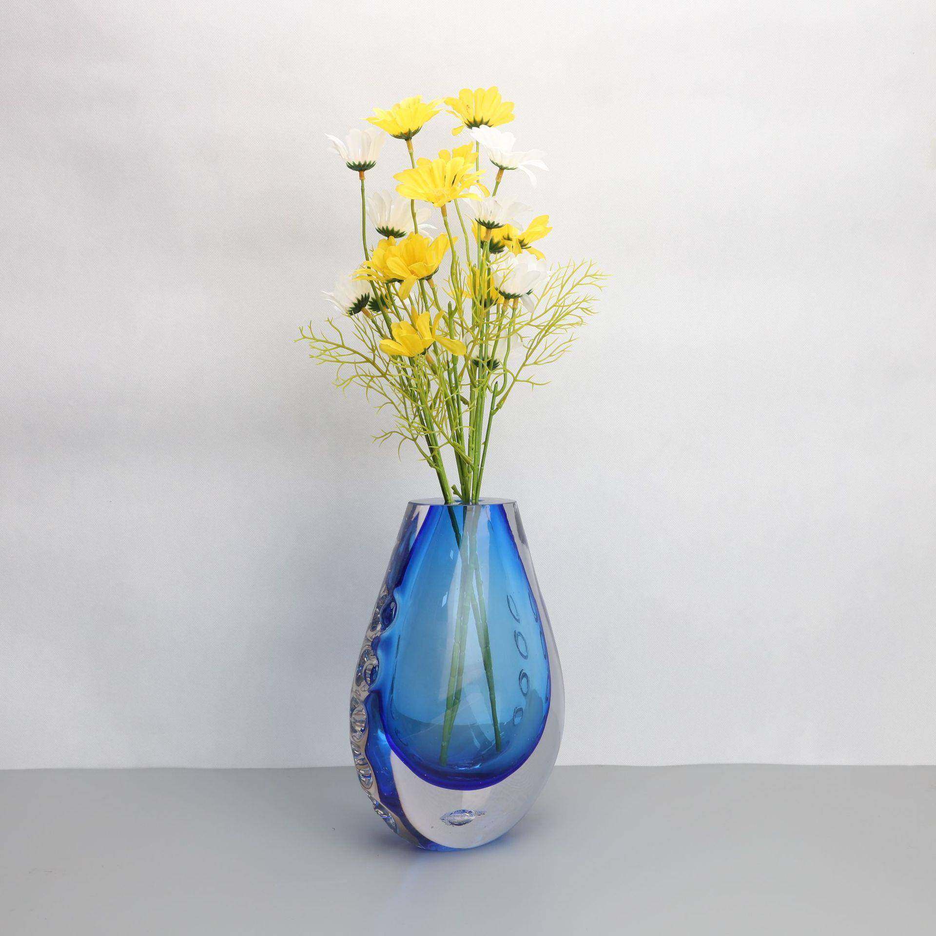 新中式蓝色水晶花器花插样板房茶几卧室书房客厅桌面软装饰品摆件,淘宝优惠券,粉丝福利购,淘宝优惠卷