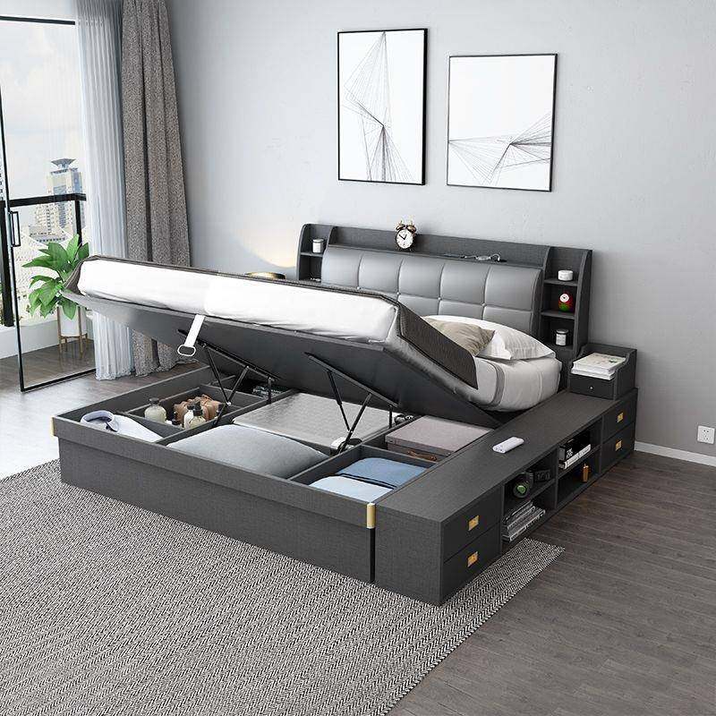 气动高箱储物床1.8米1.2m1.5主卧小户型收纳板式现代简约双人床,淘宝优惠券,粉丝福利购,淘宝优惠卷