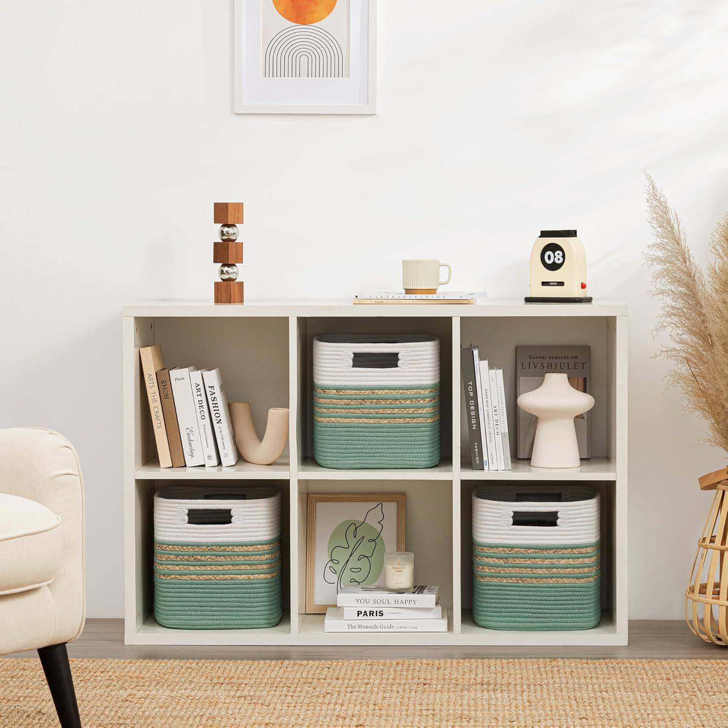 棉绳编织收纳筐桌面玩具杂物收纳篮衣柜陈列整理置物篮可折叠,淘宝优惠券,粉丝福利购,淘宝优惠卷