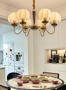 法式中古客厅吊灯布艺美式复古餐厅灯南洋风胡桃木卧室led房间灯