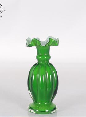 中古风复古芬顿六角手工花瓶水培插花玻璃装饰品摆件