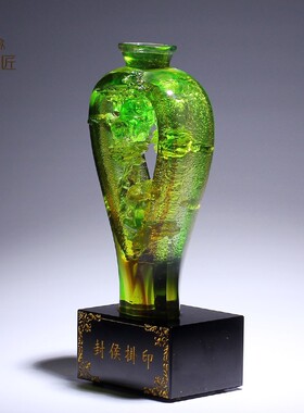 封侯挂印琉璃工艺品瓶子摆件玄关办公室桌摆件领导升迁礼物刻字男
