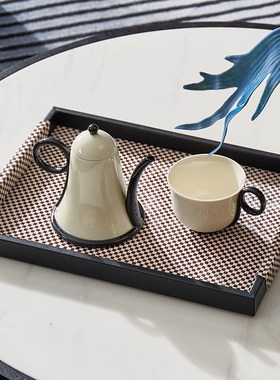 新中式客厅茶几托盘软装套装组合售楼处vip室绿植青苔装饰品摆件