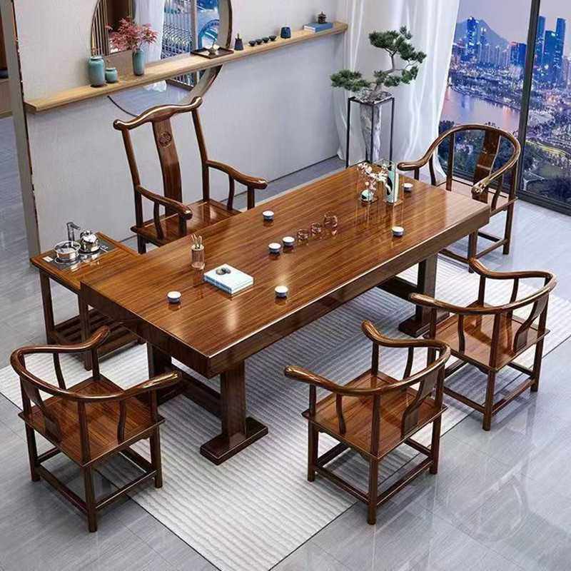 W7实木茶桌大板茶台新中式茶桌椅组合家用办公一体茶几茶具套装一,淘宝优惠券,粉丝福利购,淘宝优惠卷