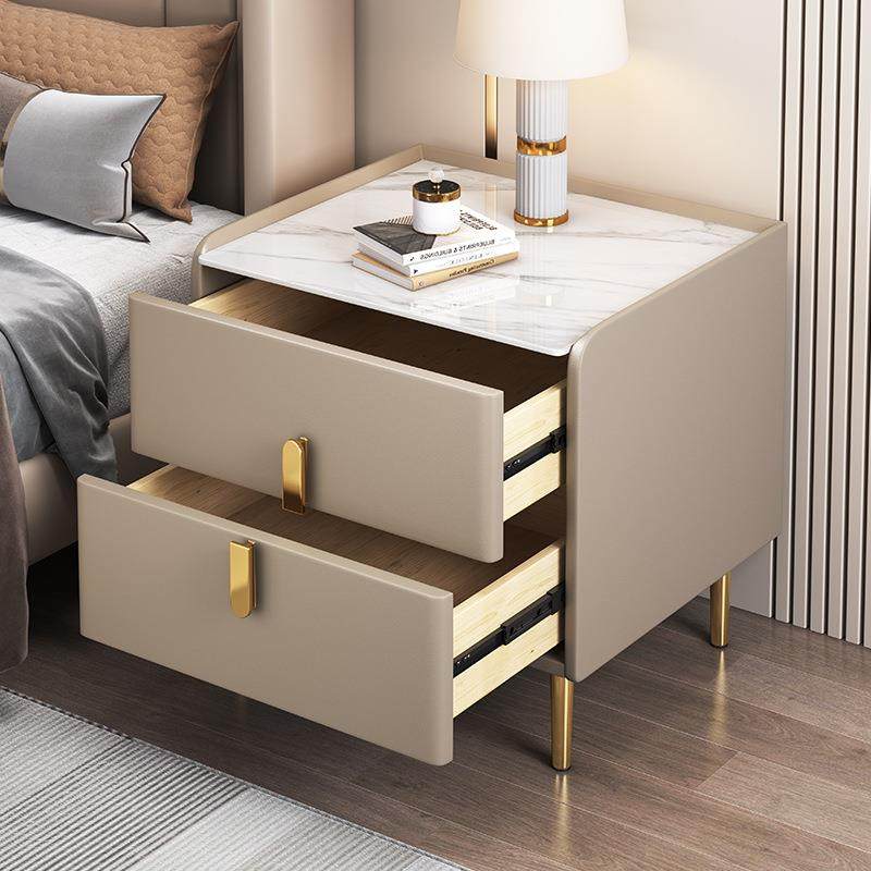 简易床头柜实木现代简约轻奢款极简小型卧室皮质床边柜岩板收纳柜,淘宝优惠券,粉丝福利购,淘宝优惠卷