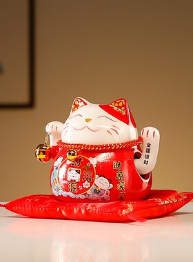 招财猫摆件大小号自动摇手店铺收银台前台家居客厅装饰发财猫礼物