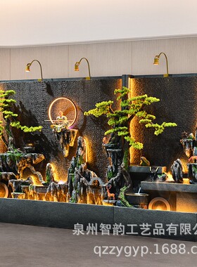 假山喷泉水幕墙流水摆件别墅酒店庭院店铺阳台流水墙鱼池循环水景