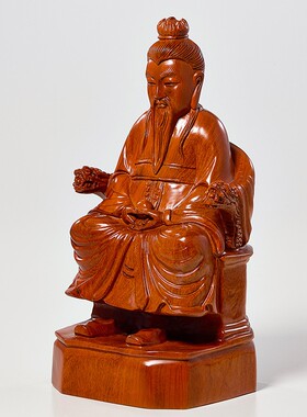 花梨木雕刻太上老君神像三清像祖师爷道家家居玄关客厅装饰品摆件