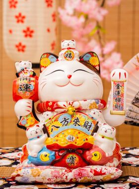 乐喵15寸陶瓷电动摇手招财猫店面开业礼品摆件礼品陶瓷工艺品装饰