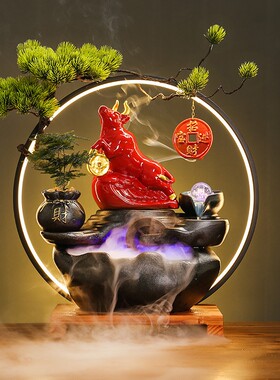 开业礼品家居流水摆件招财猫开业送礼乔迁小鱼缸玄关电视柜装饰