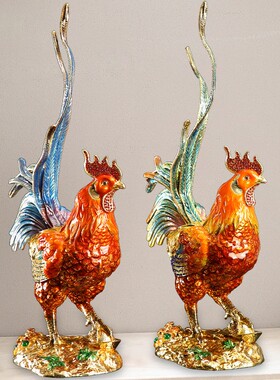 珐琅彩大吉大利合金公鸡家居装饰小摆件手工制作公鸡工艺品