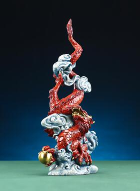 黄铜龙腾四海工艺品摆件家居办公室铜龙飞龙在天桌面工艺礼品摆设