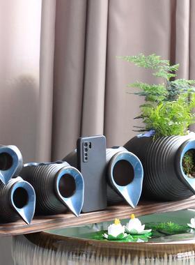 碳化木板生态缸古法养鱼天然实木流水罐摆件配件庭院花园造景diy