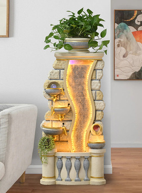 欧式假山流水落地摆件聚宝招财盆景喷泉居家水景办公桌店铺开业礼