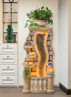 欧式假山流水落地摆件聚宝招财盆景喷泉居家水景办公桌店铺开业礼