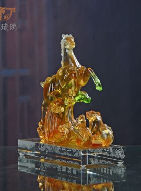 琉璃腾达马名片座中式水晶商务礼品飞黄腾达放名片办公室摆件