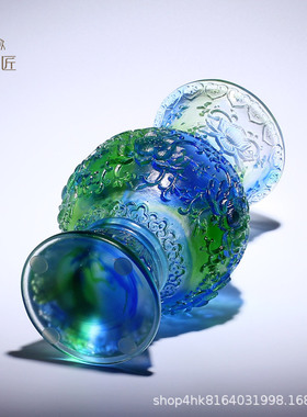 琉璃莲花花瓶摆件客厅插花轻奢高档玄关书房床头电视柜博古架装饰