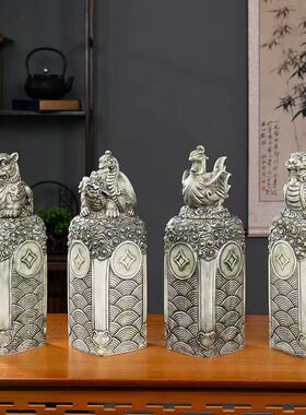 空酒瓶景德镇陶瓷青铜色5斤四大神兽仿古青铜器密封酒壶酒坛