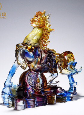 公司开业年会礼品琉璃马摆件工艺品家居创意实用大气电视柜装饰品