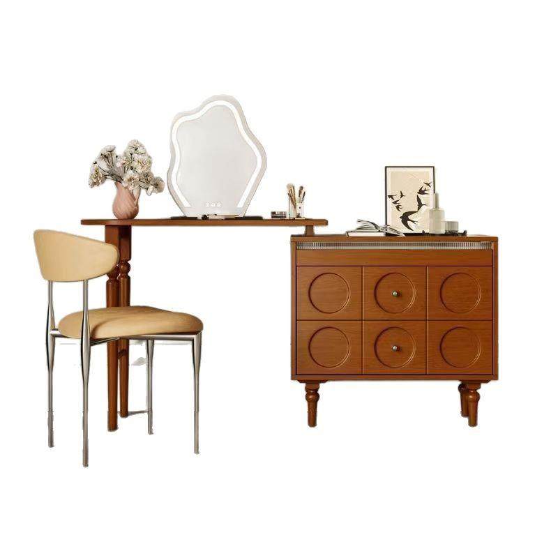 木作家法式复古实木梳妆台斗柜一体卧室高端黄杨木伸缩转角化妆桌,淘宝优惠券,粉丝福利购,淘宝优惠卷