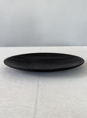 新中式复古实f木黑色原木色果盘收纳盘摆件样板间酒店民宿木碗装