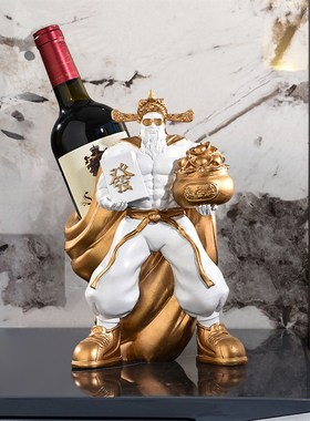肌肉财神酒红酒架柜件客厅电视餐边爷摆店铺前台桌面装饰开业礼品
