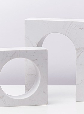 现代轻奢天然大理石装饰摆件样板间茶几桌面拱形几何家居摆设品