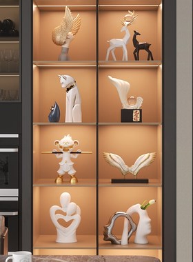 高档轻奢展示酒柜摆件设计师款乔迁新家软装客厅电视柜装饰品礼物