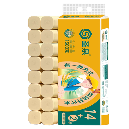 圣泉无芯卷纸16卷5层加厚家用实惠装卷筒纸卫生纸厕纸