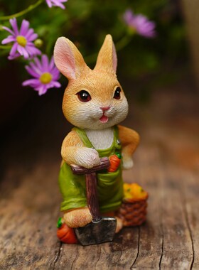 创意可爱兔子微景观多肉花盆造C景小摆件办公桌面摆设装饰礼物