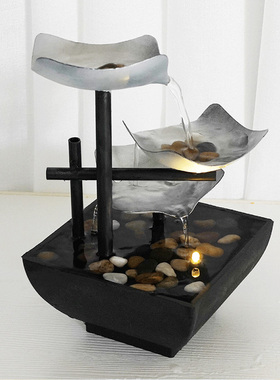 程序员桌面流水i摆件高山心情办公室茶台清新装饰开业送礼招财