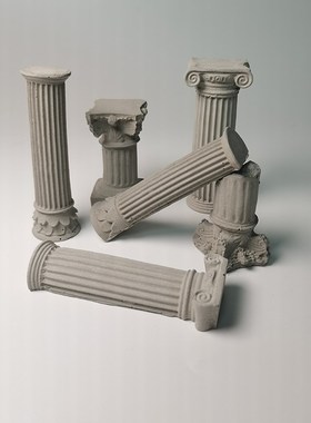 建筑废墟欧式罗马柱m水泥混凝土鱼缸造景创意装饰水泥布景桌面摆