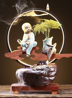 开业乔迁新居创意礼品客厅摆件招财陶瓷流水喷泉加湿器家居装饰品
