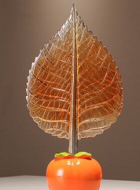 事业有成轻奢简约柿子树叶摆件展示柜客厅玄关酒柜装饰品乔迁礼品