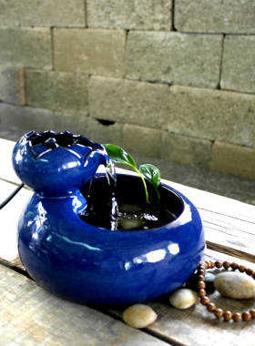 小微型桌面流水器k摆件水培绿色植物陶瓷小花盆小鱼缸宠物饮水器