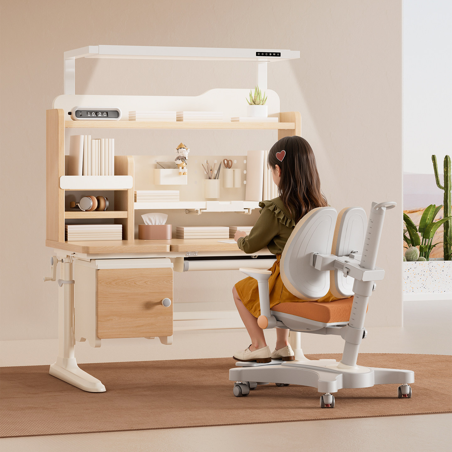 Children's study table with light and table for home use