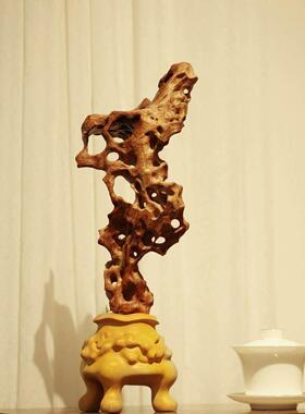 海黄 | 太湖石 摆件 雕刻客厅家居桌面装饰木质工艺品送礼