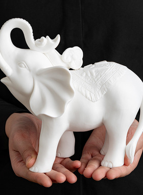 白瓷可养茶宠摆件茶台茶具茶玩精品饰品可爱大象盖置茶道零配件