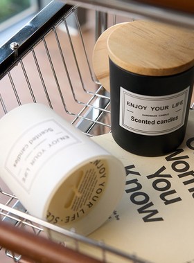 香薰蜡烛杯摆件烛台带盖黑白双色室内香氛摄影摆拍装饰拍摄小物件