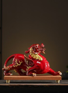 陶瓷貔貅摆件一对招财镇宅守财家用客厅玄关酒柜办公室桌面装饰品