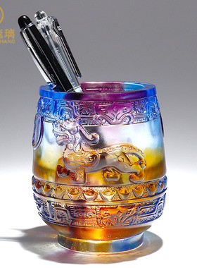 琉璃貔貅笔筒创意时尚桌面摆件办公室高档老板送领导升职生日礼物