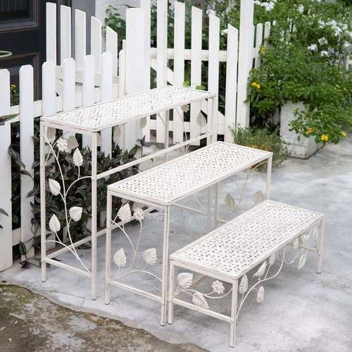 美式复古铁艺小鸟多层花架户外花园阳台庭院三层花盆架盆栽置物架 - 图1