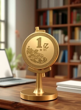 全铜一亿纪念币地球仪桌面摆件