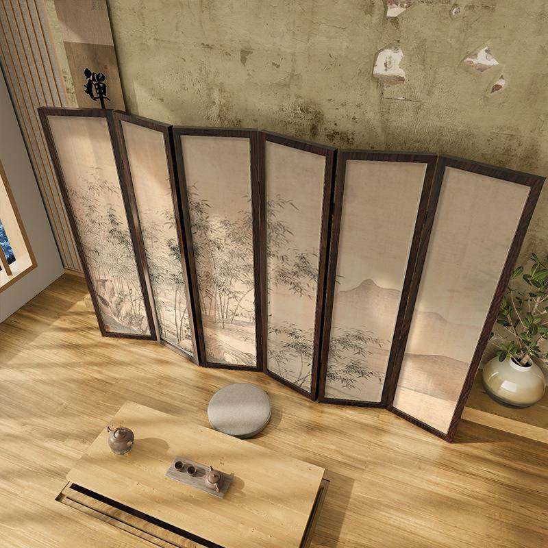 东方美学古典中式屏风隔断客厅遮挡可折叠移动茶室实木折屏山水画,淘宝优惠券,粉丝福利购,淘宝优惠卷