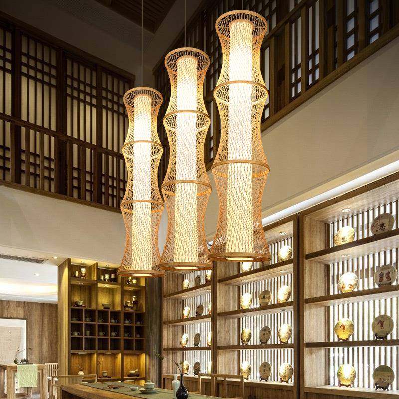 竹编吊灯复古中式饭店茶楼民宿餐厅灯个性创意藤艺长吊灯,淘宝优惠券,粉丝福利购,淘宝优惠卷
