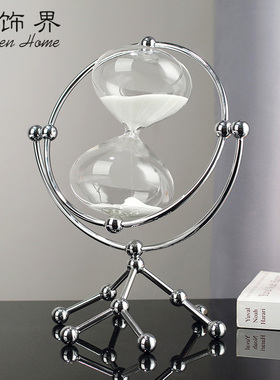 轻奢圆形沙漏计时器30分钟创意客厅J桌面装饰品办公室沙钟摆件